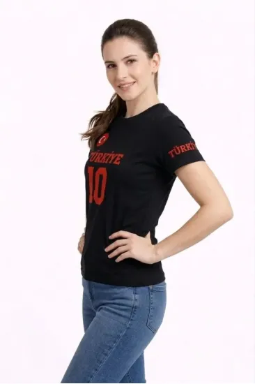 TÜRKİYE Ay Yıldız Baskılı 10 Numara Forma Tişört Taraftar T-Shirt - Siyah TÜRKİYE Ay Yıldız Baskılı 10 Numara Forma Tişört Taraftar T-Shirt - Siyah