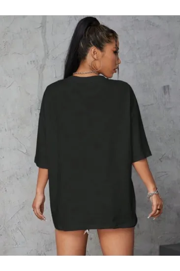 Baskılı Oversize T-shirt - Siyah Baskılı Oversize T-shirt - Siyah