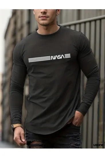 Erkek Uzun Kollu Bisiklet Yaka Viskon Sweat