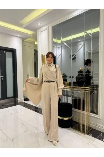 Kadın Uzun Kollu şal Detaylı Bluz Ve Pantolon Ikili Takım (kemer Dahil Değil) Kadın Uzun Kollu şal Detaylı Bluz Ve Pantolon Ikili Takım (kemer Dahil Değil)