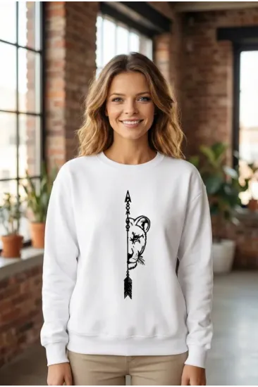 Sevgililer Günü Baskılı Oversize Bisiklet Yaka Sweatshirt - Beyaz Sevgililer Günü Baskılı Oversize Bisiklet Yaka Sweatshirt - Beyaz