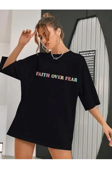 Bisiklet Yaka Baskılı T-shirt - Siyah Bisiklet Yaka Baskılı T-shirt - Siyah