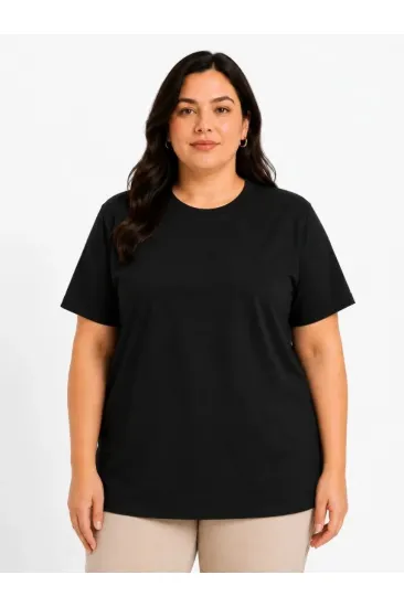 Battal Big Size Basic Tişört Bisiklet Yaka Rahat Kalıp T-Shirt - Siyah Battal Big Size Basic Tişört Bisiklet Yaka Rahat Kalıp T-Shirt - Siyah