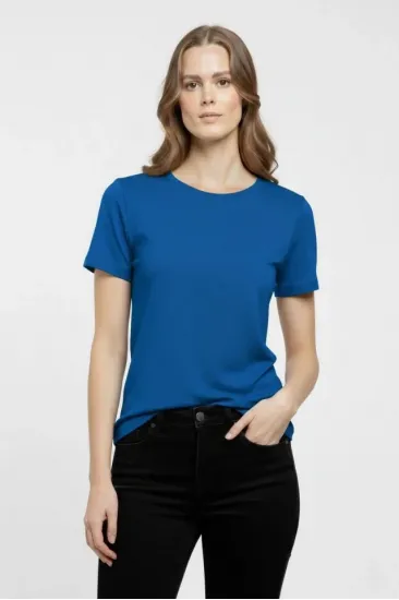 T-Shirt Bisiklet Yaka Slim Fit Likralı Tişört Günlük Basic Body - İndigo T-Shirt Bisiklet Yaka Slim Fit Likralı Tişört Günlük Basic Body - İndigo