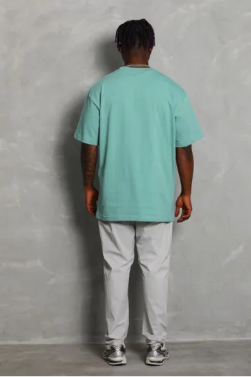 Unisex Oversize Düz Bisiklet Yaka T-Shirt - Mint Yeşili Unisex Oversize Düz Bisiklet Yaka T-Shirt - Mint Yeşili