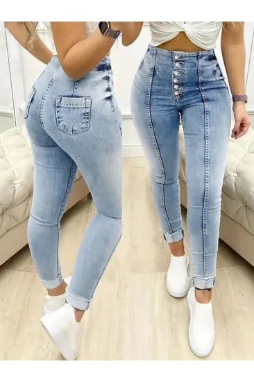 Kadın Yüksek Bel önden Düğmeli Jean Pantolon Kadın Yüksek Bel önden Düğmeli Jean Pantolon