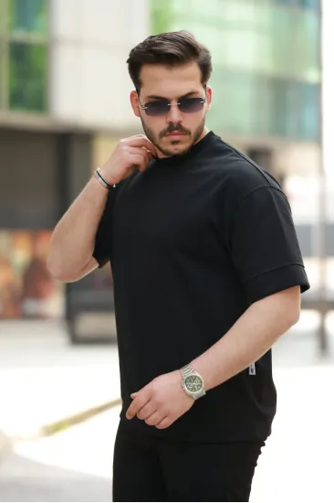 Erkek Basic Oversize Double Face Kumaş Kısa Kollu Tshirt Erkek Basic Oversize Double Face Kumaş Kısa Kollu Tshirt