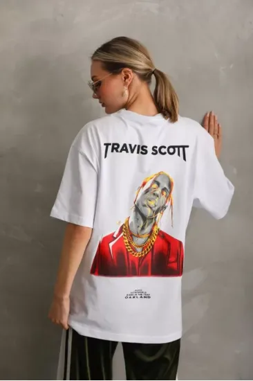 Unisex Baskılı Oversize T-Shirt - Beyaz Unisex Baskılı Oversize T-Shirt - Beyaz