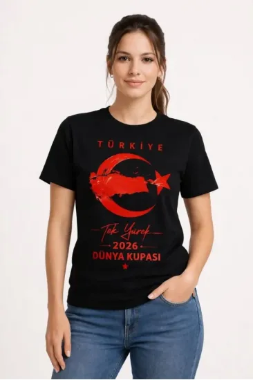 TÜRKİYE Ay Yıldız 2026 Dünya Kupasi Taraftar Forma T-Shirt - Siyah TÜRKİYE Ay Yıldız 2026 Dünya Kupasi Taraftar Forma T-Shirt - Siyah