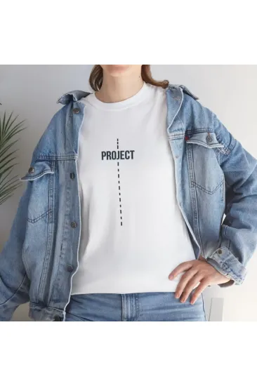 Unisex Bisiklet Yaka Baskılı T-Shirt - Beyaz Unisex Bisiklet Yaka Baskılı T-Shirt - Beyaz