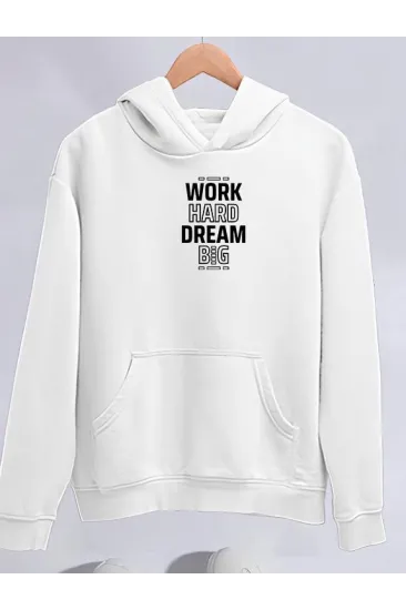 Kışlık Üç İplik Kapşonlu SweatShirt - Beyaz Kışlık Üç İplik Kapşonlu SweatShirt - Beyaz