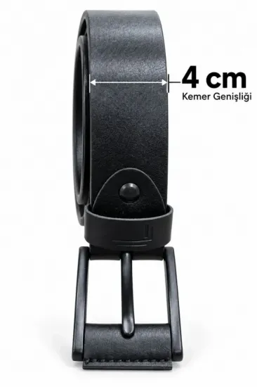 Erkek Siyah 4 Cm Metal Tokalı Kot Ve Kumaş Pantolon Kemeri