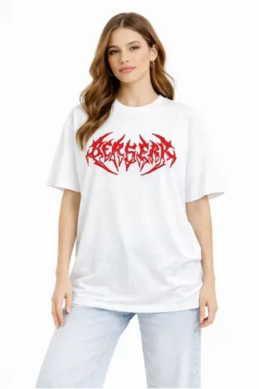 Baskılı T-Shirt Yazlık Kısa Kol Bisiklet Yaka Rahat Kalıp Tişört - Beyaz Baskılı T-Shirt Yazlık Kısa Kol Bisiklet Yaka Rahat Kalıp Tişört - Beyaz