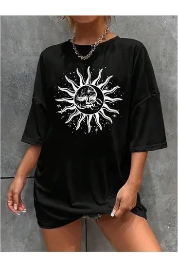 Bisiklet Yaka Baskılı T-shirt - Siyah Bisiklet Yaka Baskılı T-shirt - Siyah