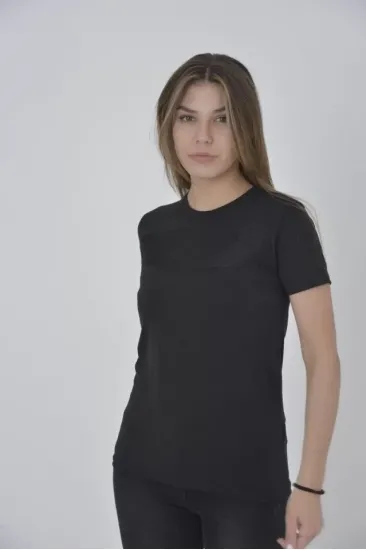 Gögüs Fileli Slim Fit T-shirt - Siyah Gögüs Fileli Slim Fit T-shirt - Siyah
