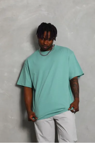 Unisex Oversize Düz Bisiklet Yaka T-Shirt - Mint Yeşili Unisex Oversize Düz Bisiklet Yaka T-Shirt - Mint Yeşili