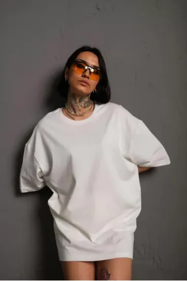 24/1 Düz A Kalite Oversize T-shirt - Beyaz 24/1 Düz A Kalite Oversize T-shirt - Beyaz
