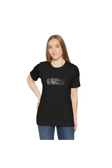 Unisex Bisiklet Yaka Baskılı T-Shirt - Siyah Unisex Bisiklet Yaka Baskılı T-Shirt - Siyah
