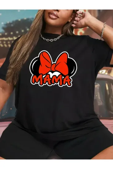 Anneler Günü Hediye Anne Temalı Baskılı Oversize Bisiklet Yaka T-shirt - Siyah Anneler Günü Hediye Anne Temalı Baskılı Oversize Bisiklet Yaka T-shirt - Siyah