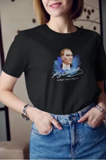 Unisex Bisiklet Yaka Baskılı Oversize T-Shirt - Siyah Unisex Bisiklet Yaka Baskılı Oversize T-Shirt - Siyah