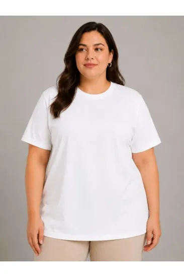 Battal Big Size Basic Tişört Bisiklet Yaka Rahat Kalıp T-Shirt - Beyaz Battal Big Size Basic Tişört Bisiklet Yaka Rahat Kalıp T-Shirt - Beyaz
