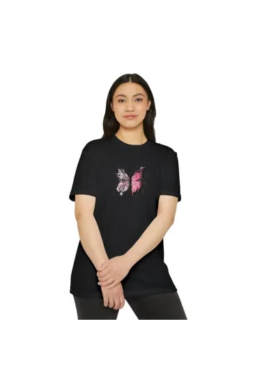 Unisex Bisiklet Yaka Baskılı T-Shirt - Siyah Unisex Bisiklet Yaka Baskılı T-Shirt - Siyah