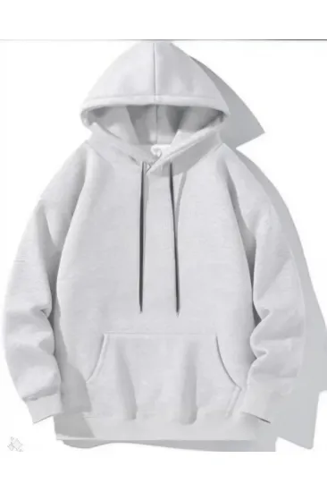 Erkek Uzun Kol Kapşonlu Basic Sweatshirt Hoodie - Gri Erkek Uzun Kol Kapşonlu Basic Sweatshirt Hoodie - Gri