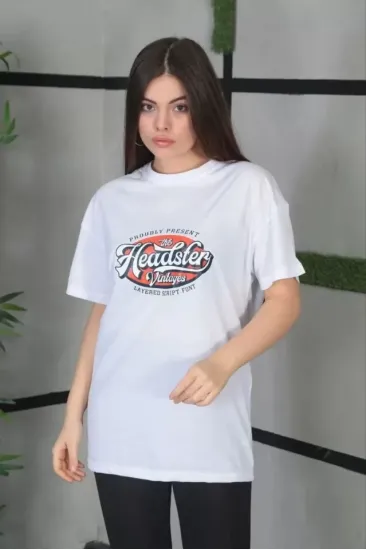 Unisex Baskılı Oversize T-Shirt - Beyaz Unisex Baskılı Oversize T-Shirt - Beyaz