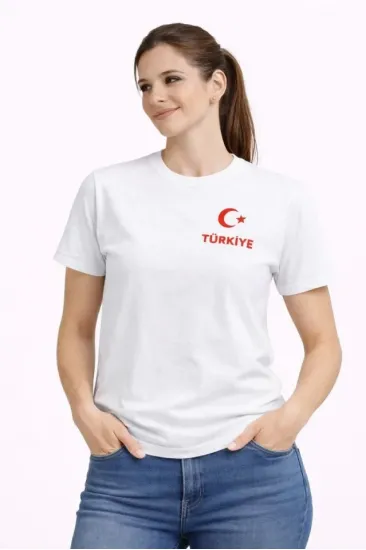 TÜRKİYE Ay Yıldız Baskılı Taraftar Forma T-Shirt - Beyaz TÜRKİYE Ay Yıldız Baskılı Taraftar Forma T-Shirt - Beyaz