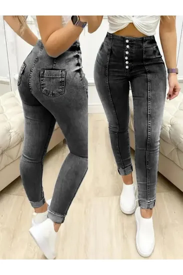 Kadın Yüksek Bel önden Düğmeli Jean Pantolon Kadın Yüksek Bel önden Düğmeli Jean Pantolon