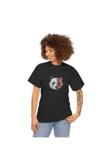 Unisex Bisiklet Yaka Baskılı T-Shirt - Siyah Unisex Bisiklet Yaka Baskılı T-Shirt - Siyah
