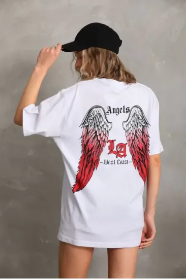 Unisex Baskılı Oversize T-Shirt - Beyaz Unisex Baskılı Oversize T-Shirt - Beyaz