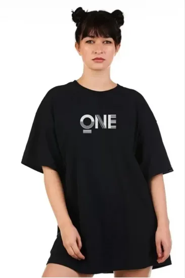 Unisex Baskılı Oversize T-Shirt - Siyah Unisex Baskılı Oversize T-Shirt - Siyah
