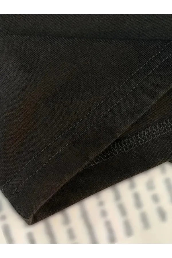 Baskılı Oversize Bisiklet Yaka T-shirt - Siyah Baskılı Oversize Bisiklet Yaka T-shirt - Siyah
