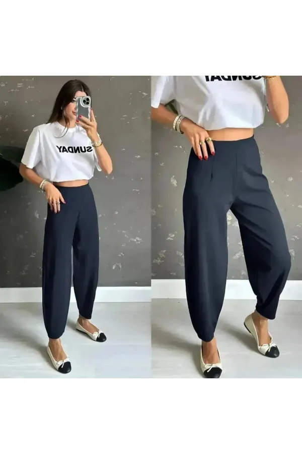 Kadın Krep Kumaş Balon Pantolon Kadın Krep Kumaş Balon Pantolon