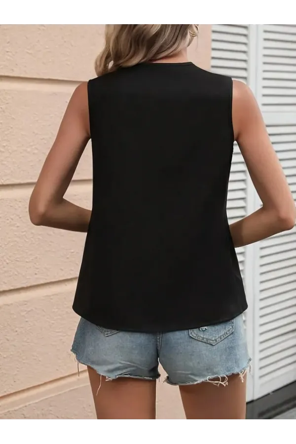 Kadın Kolsuz V Yakalı Blok Renkli Ithal Krep Bluz Kadın Kolsuz V Yakalı Blok Renkli Ithal Krep Bluz