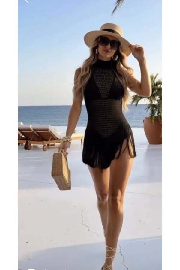 Kadın Balıkçı Yaka Saçak Detay Pareo Kadın Balıkçı Yaka Saçak Detay Pareo