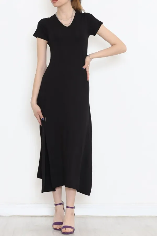 V Yaka Elbise Siyah V Yaka Elbise Siyah