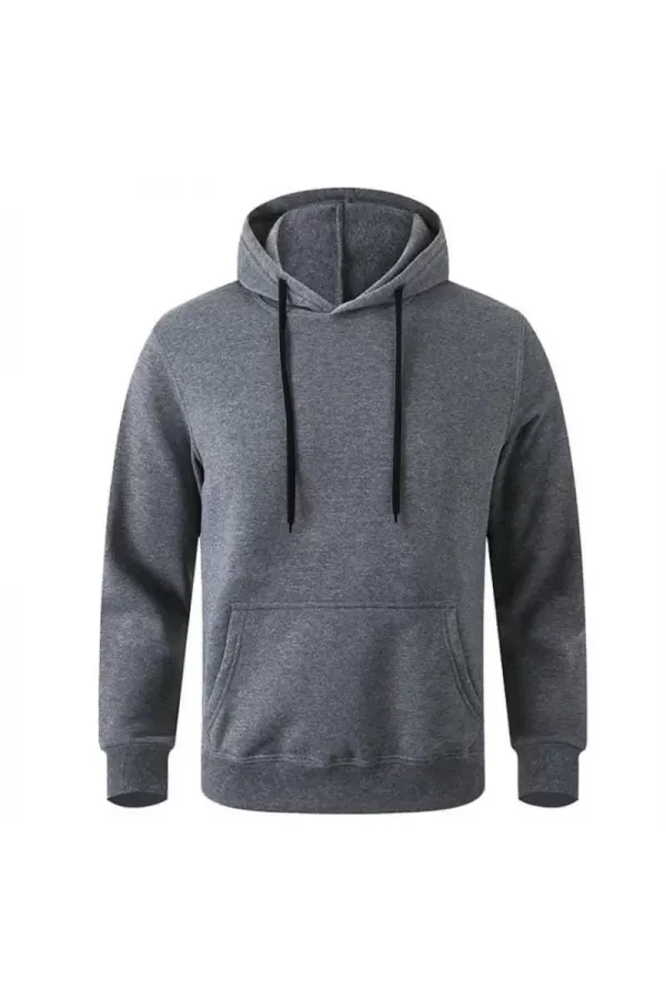 Erkek Uzun Kol Kapşonlu Basic Sweatshirt Hoodie - Füme Erkek Uzun Kol Kapşonlu Basic Sweatshirt Hoodie - Füme