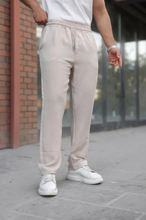 Erkek Beli Lastikli Pera Keten Pantolon Erkek Beli Lastikli Pera Keten Pantolon
