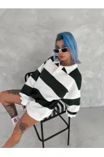 Kadın 3 iplik Pamuklu Parçalı Yakalı SweatShirt - Yeşil Kadın 3 iplik Pamuklu Parçalı Yakalı SweatShirt - Yeşil