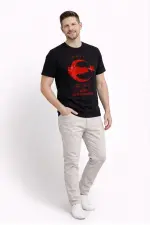 Erkek TÜRKİYE Ay Yıldız Baskılı Taraftar Forma T-Shirt - Siyah Erkek TÜRKİYE Ay Yıldız Baskılı Taraftar Forma T-Shirt - Siyah