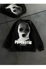 Kadın 3 iplik Kışlık Bisiklet Yaka Baskılı SweatShirt - Siyah Kadın 3 iplik Kışlık Bisiklet Yaka Baskılı SweatShirt - Siyah