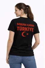 Kadın TÜRKİYE Ay Yıldız Baskılı Taraftar Forma T-Shirt - Siyah Kadın TÜRKİYE Ay Yıldız Baskılı Taraftar Forma T-Shirt - Siyah