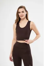 Kolsuz Sporcu Baskılı Crop - Kahve Kolsuz Sporcu Baskılı Crop - Kahve