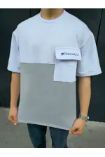 ERKEK Tişört Torba Cepli Parçalı Kısa Kol T-Shirt - Gri ERKEK Tişört Torba Cepli Parçalı Kısa Kol T-Shirt - Gri