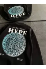 Kadın 3 İplik Pamuklu Bisiklet Yaka Baskılı SweatShirt - Siyah Kadın 3 İplik Pamuklu Bisiklet Yaka Baskılı SweatShirt - Siyah