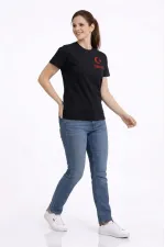 Kadın TÜRKİYE Ay Yıldız Baskılı Taraftar Forma T-Shirt - Siyah Kadın TÜRKİYE Ay Yıldız Baskılı Taraftar Forma T-Shirt - Siyah