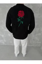 ERKEK 3 iplik Pamuklu Bisiklet Yaka Ön Ve Arka Baskılı SweatShirt - Siyah ERKEK 3 iplik Pamuklu Bisiklet Yaka Ön Ve Arka Baskılı SweatShirt - Siyah