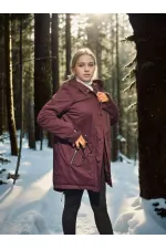 Kadın Premium Doğal Kürk Uzun Kollu Deri Ceket - Bordo Kadın Premium Doğal Kürk Uzun Kollu Deri Ceket - Bordo